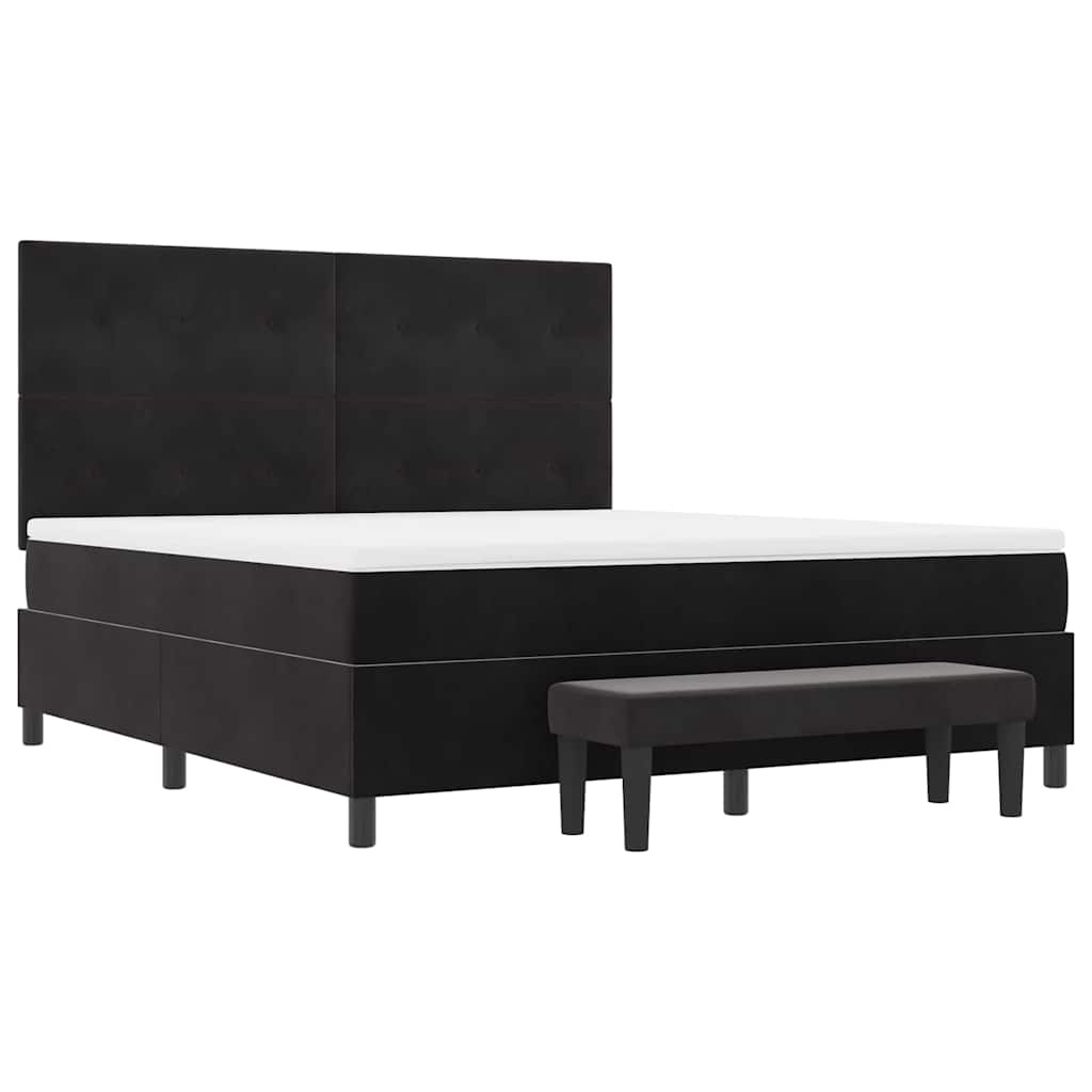 Box spring seng med hovedgærde Sort 200 x 180 cm Fløjl