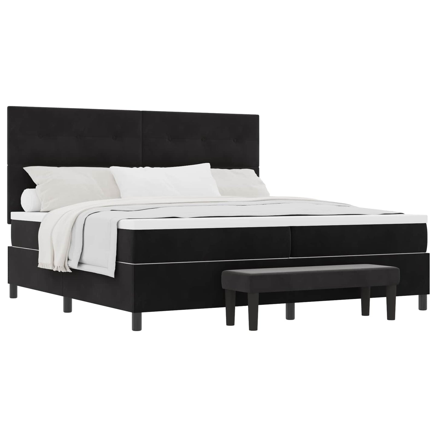Box spring seng med hovedgærde Sort 200 x 200 cm Fløjl