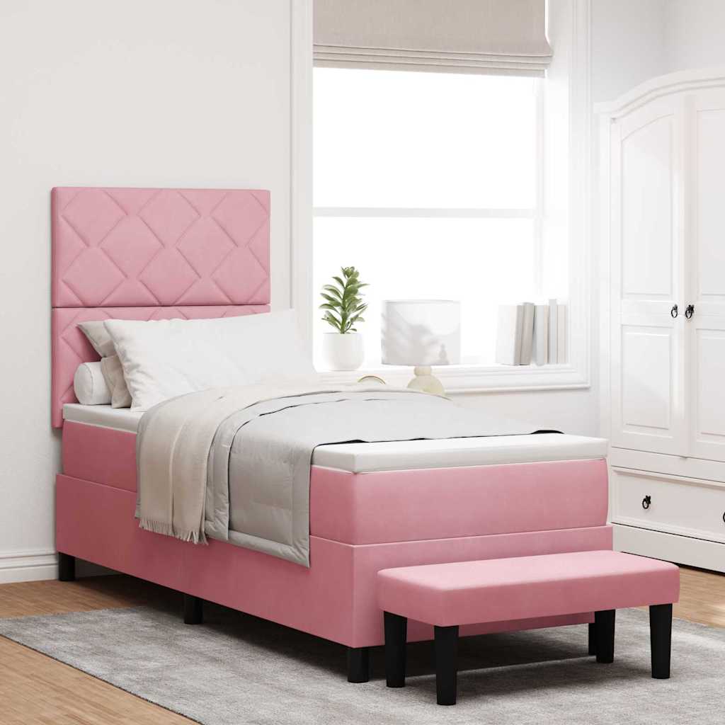 Box spring seng med hovedgærde Lyserød 200 x 80 cm Fløjl
