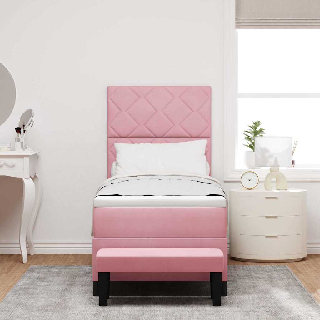 Box spring seng med hovedgærde Lyserød 200 x 80 cm Fløjl