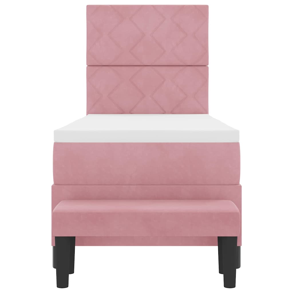 Box spring seng med hovedgærde Lyserød 200 x 80 cm Fløjl