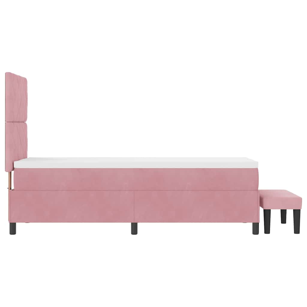 Box spring seng med hovedgærde Lyserød 200 x 80 cm Fløjl