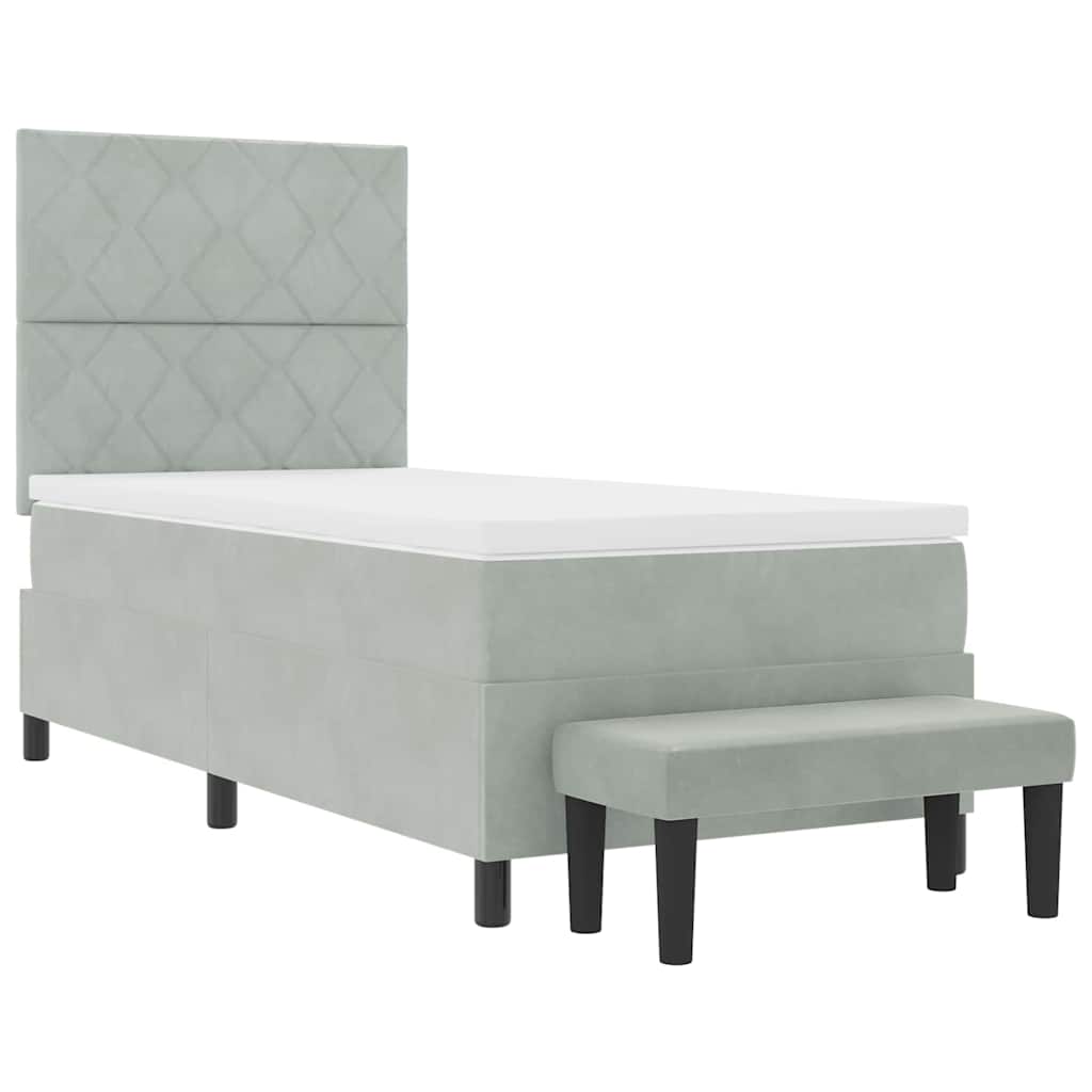 Box spring seng med hovedgærde Lysegrå 190 x 90 cm Fløjl