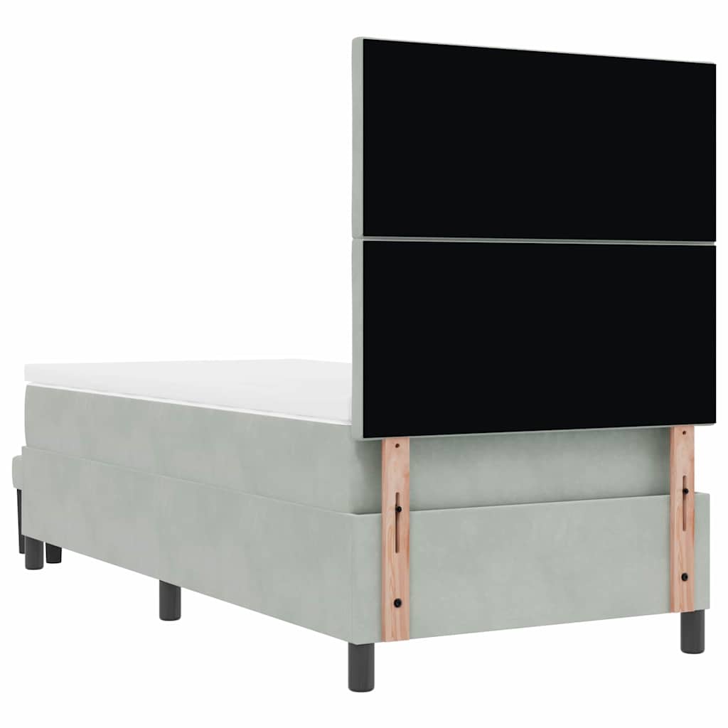 Box spring seng med hovedgærde Lysegrå 190 x 90 cm Fløjl