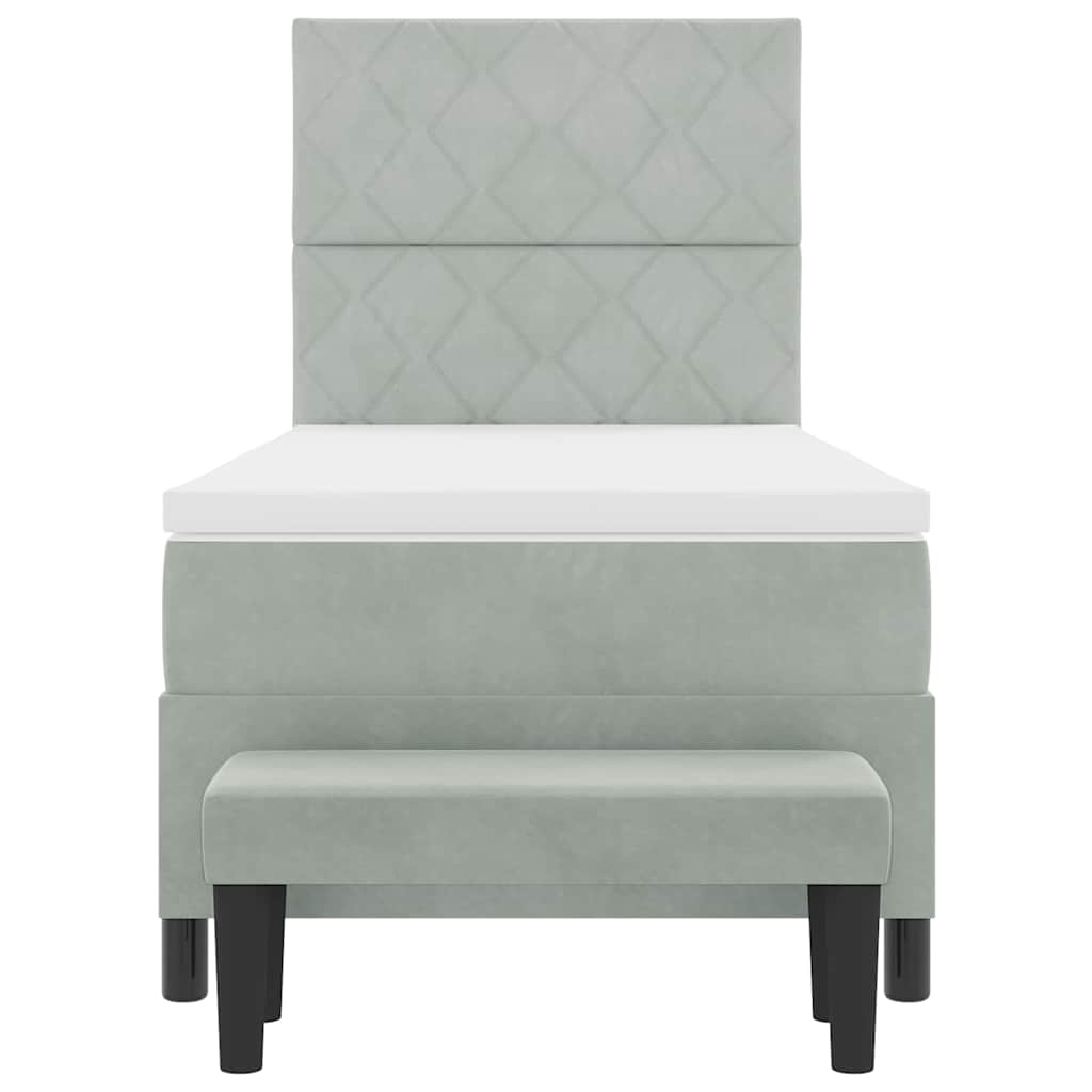 Box spring seng med hovedgærde Lysegrå 190 x 90 cm Fløjl