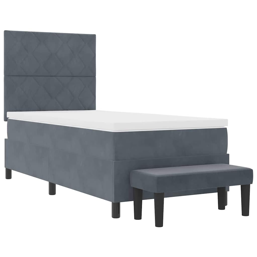 Box spring seng med hovedgærde Mørkegrå 190 x 90 cm Fløjl