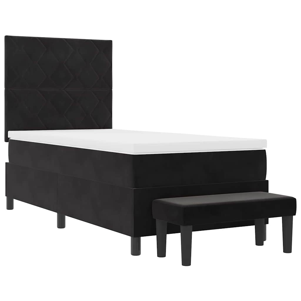 Box spring seng med hovedgærde Sort 190 x 90 cm Fløjl