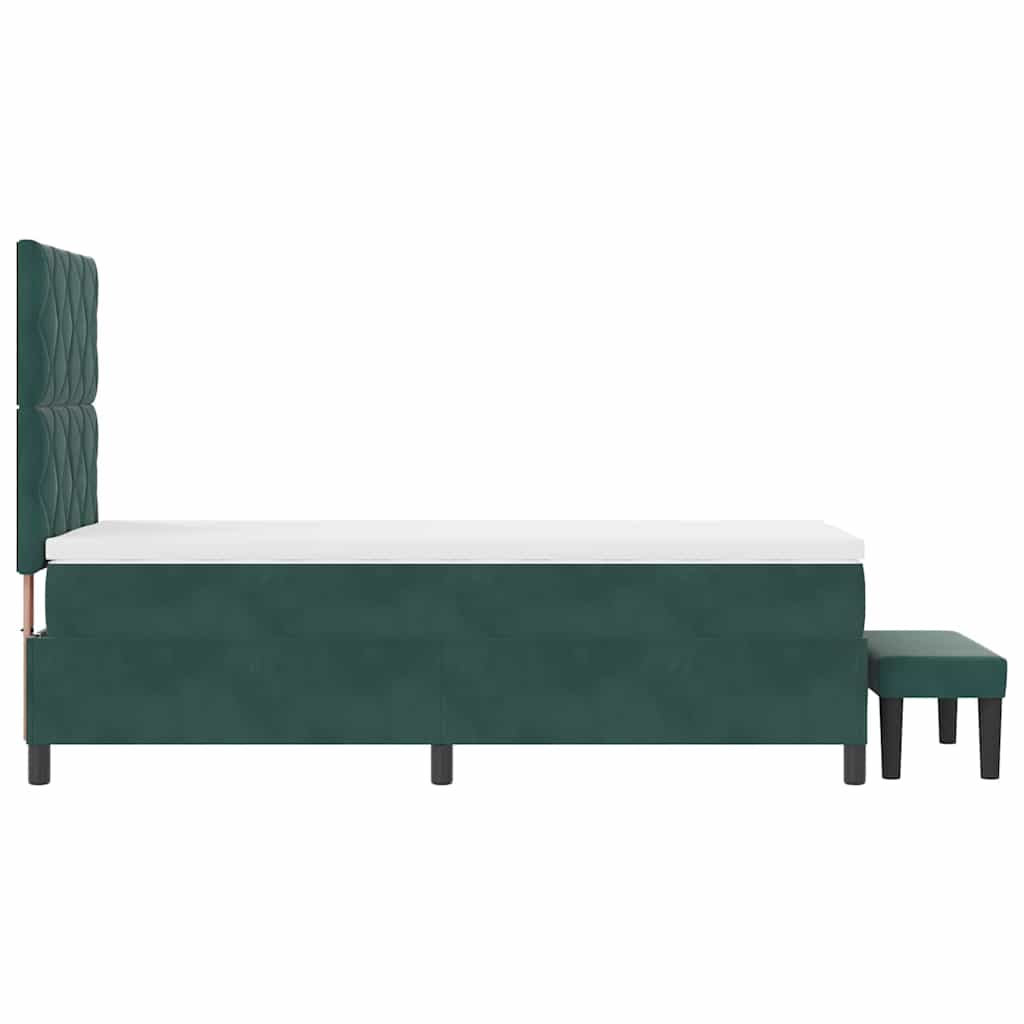Box spring seng med hovedgærde Mørkegrøn 190 x 90 cm Fløjl