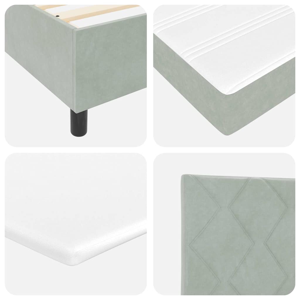 Box spring seng med hovedgærde Lysegrå 200 x 90 cm Fløjl