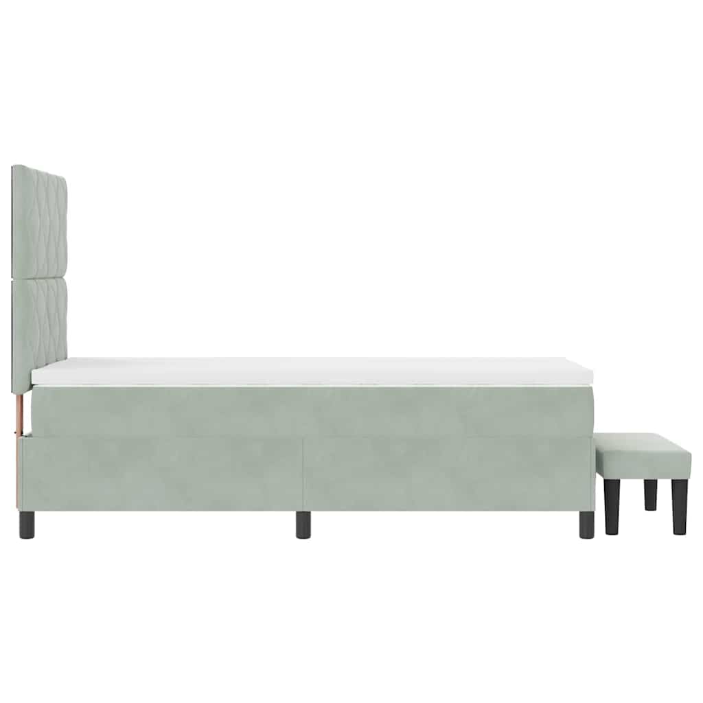Box spring seng med hovedgærde Lysegrå 200 x 90 cm Fløjl