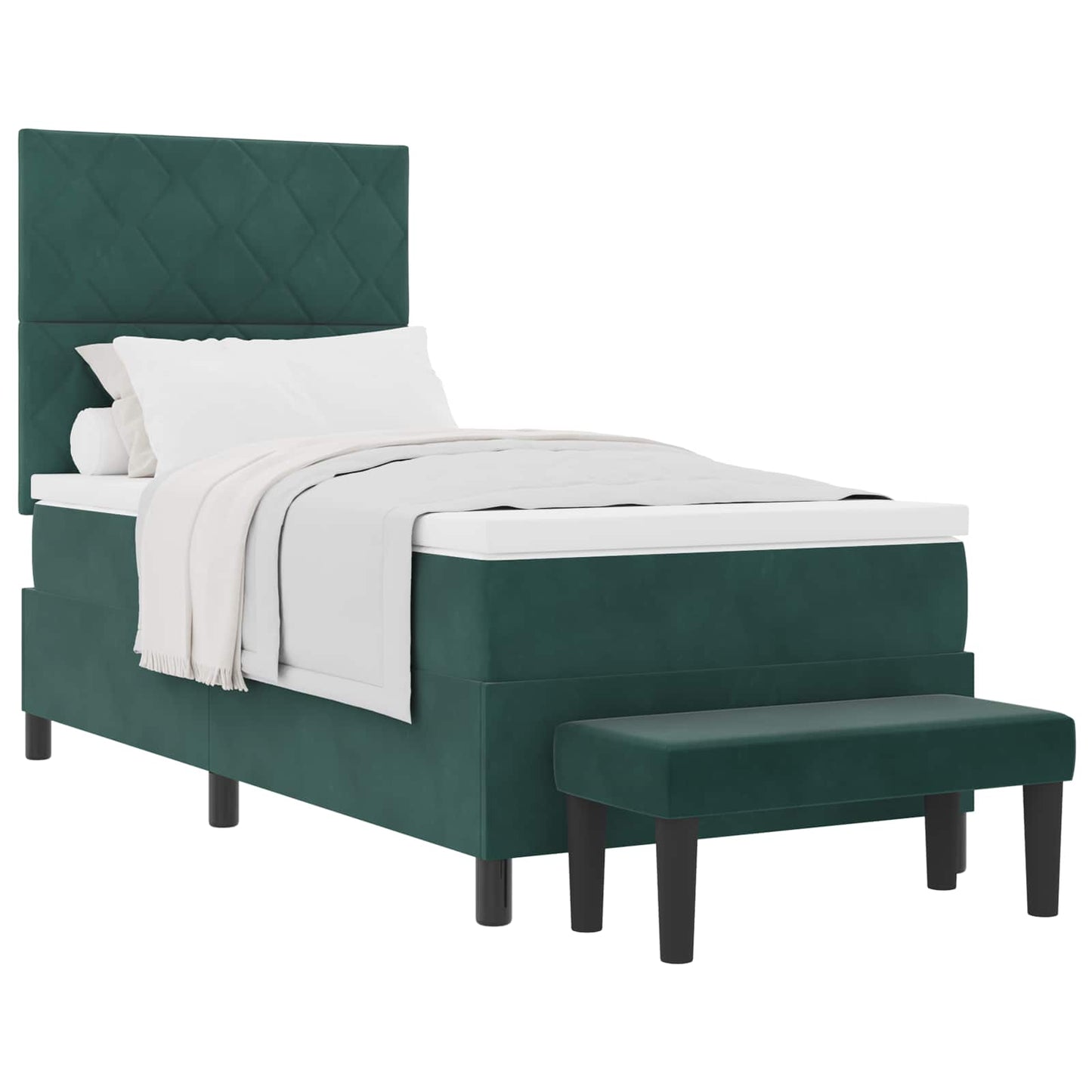 Box spring seng med hovedgærde Mørkegrøn 200 x 90 cm Fløjl