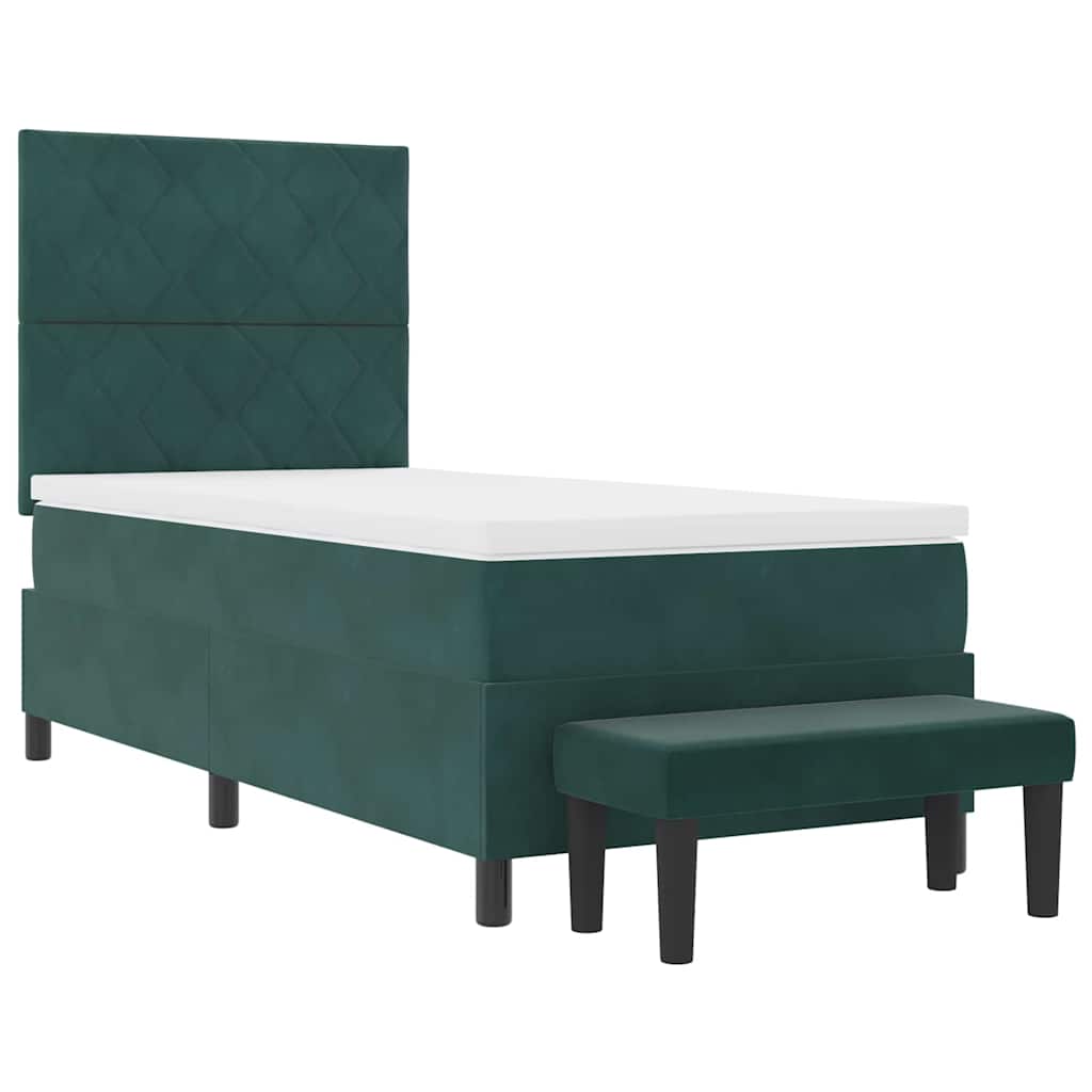 Box spring seng med hovedgærde Mørkegrøn 200 x 90 cm Fløjl