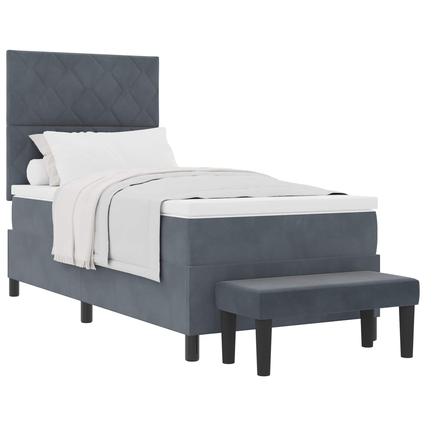 Box spring seng med hovedgærde Mørkegrå 200 x 100 cm Fløjl