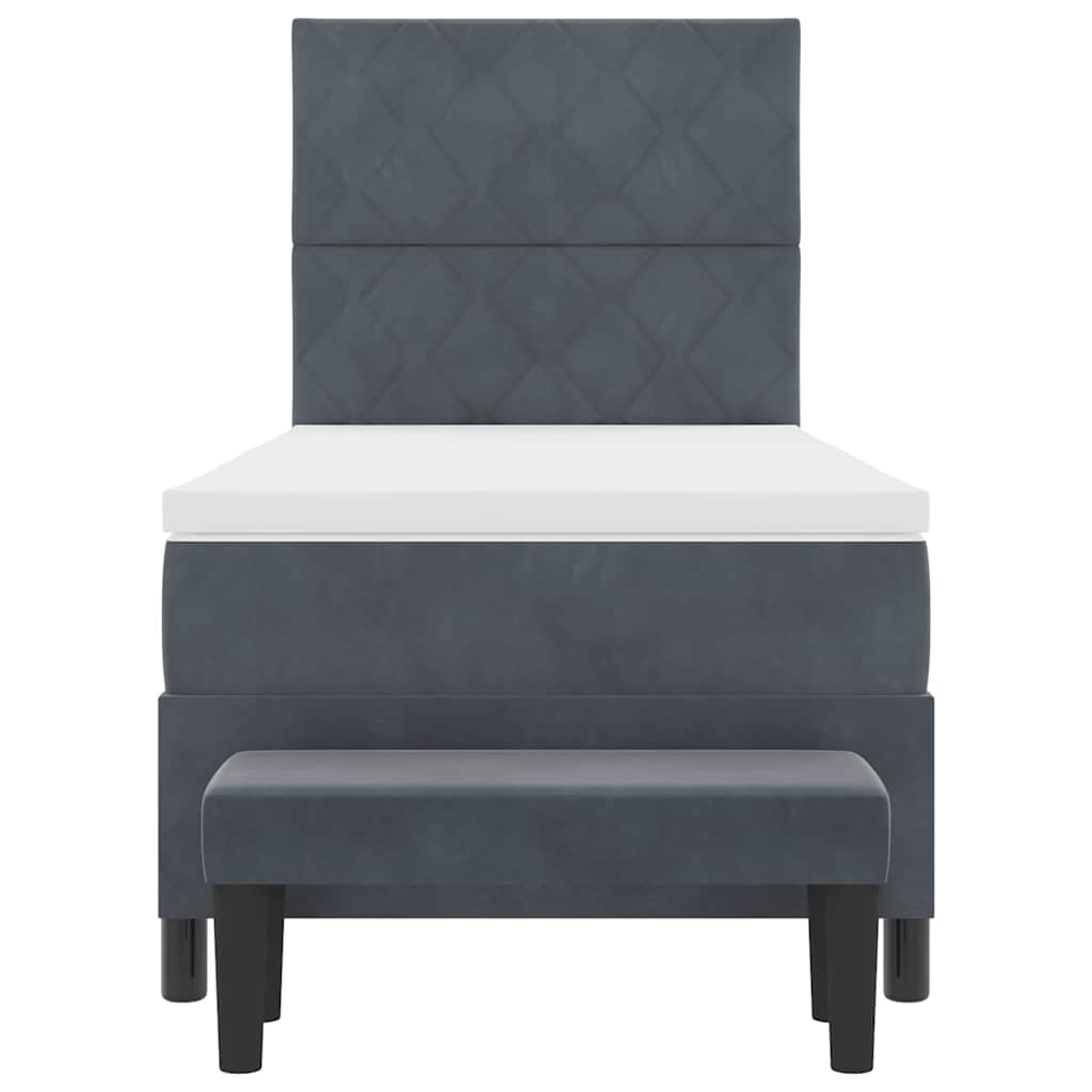 Box spring seng med hovedgærde Mørkegrå 200 x 100 cm Fløjl
