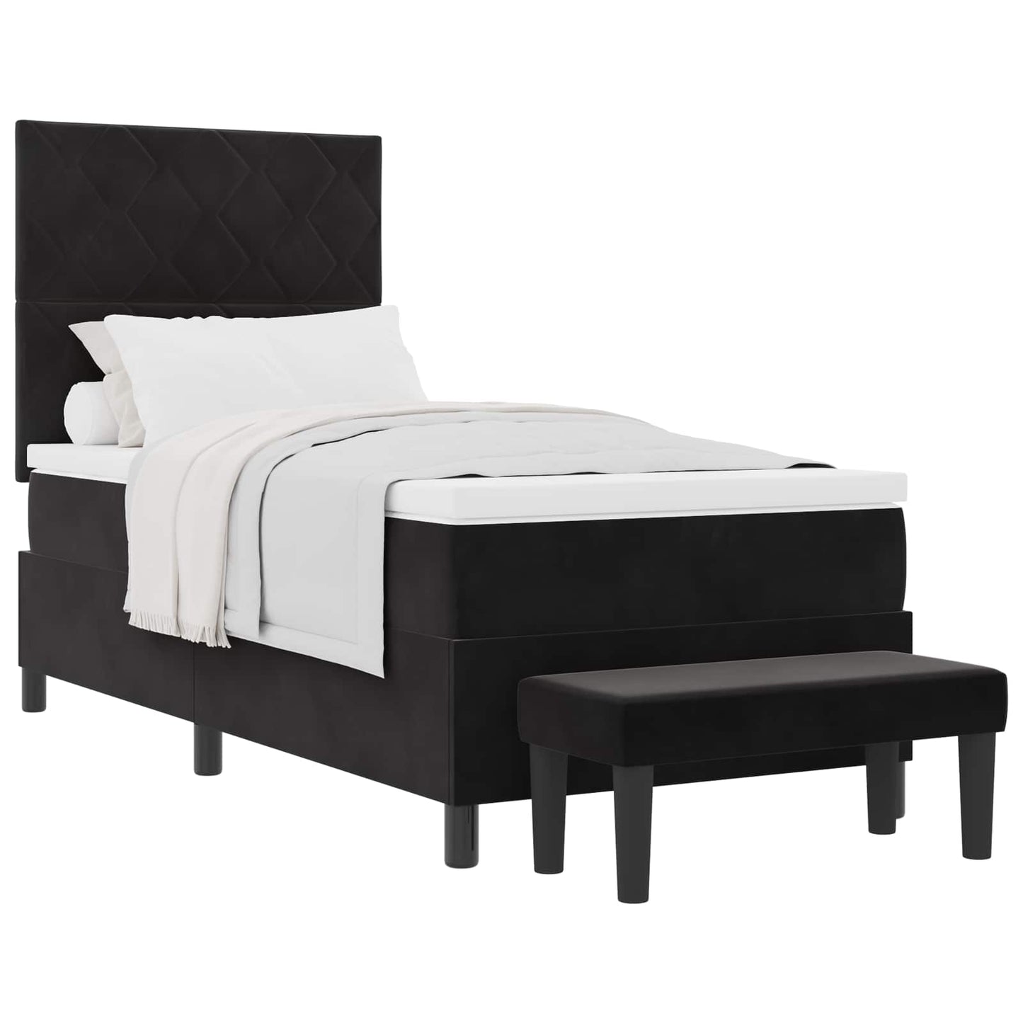 Box spring seng med hovedgærde Sort 200 x 100 cm Fløjl