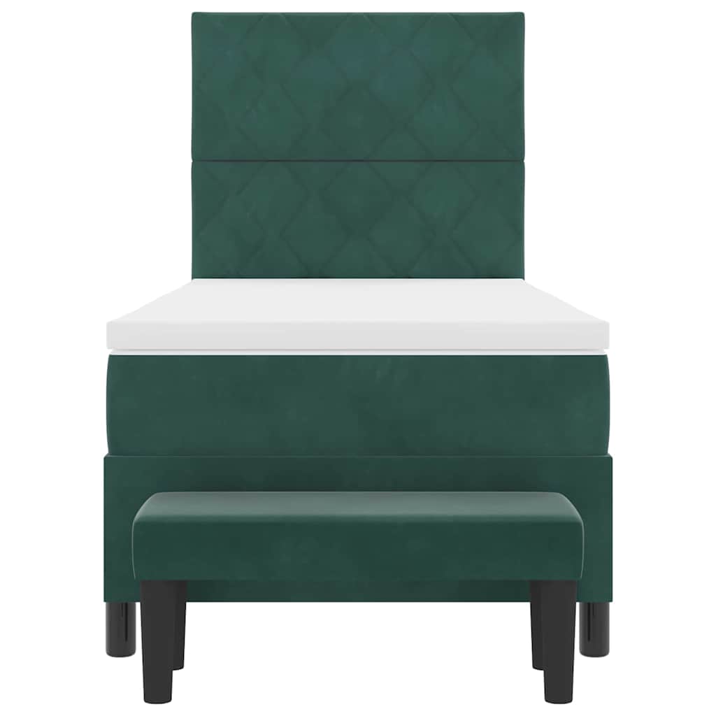 Box spring seng med hovedgærde Mørkegrøn 200 x 100 cm Fløjl