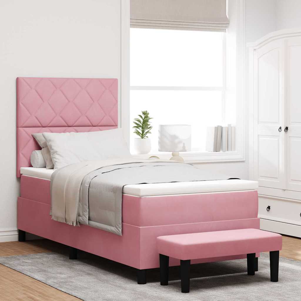 Box spring seng med pude Lyserød 200 x 100 cm Fløjl