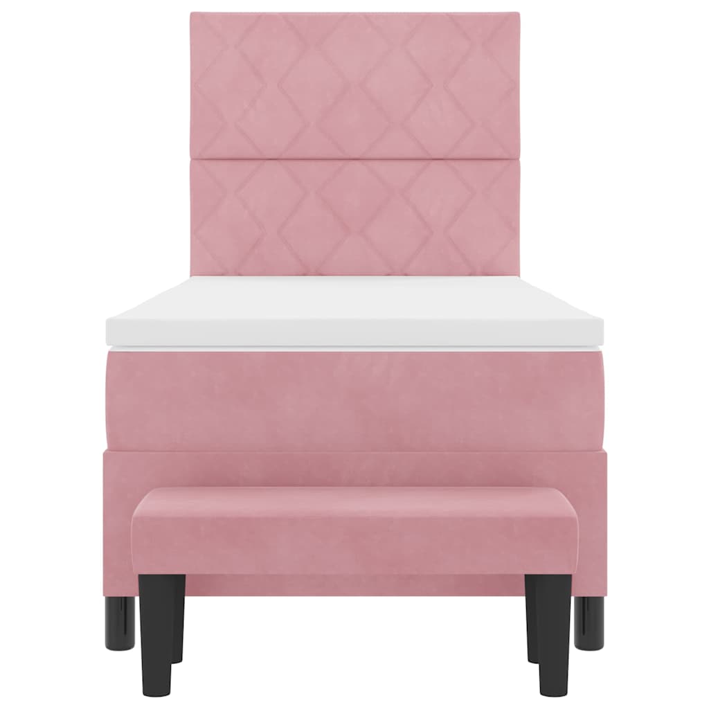 Box spring seng med pude Lyserød 200 x 100 cm Fløjl