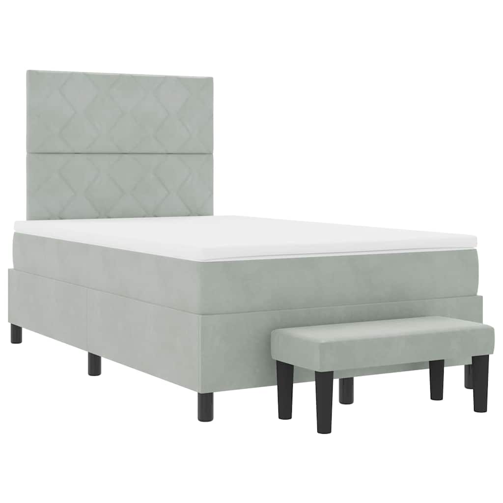 Box spring seng med hovedgærde Lysegrå 190 x 120 cm Fløjl