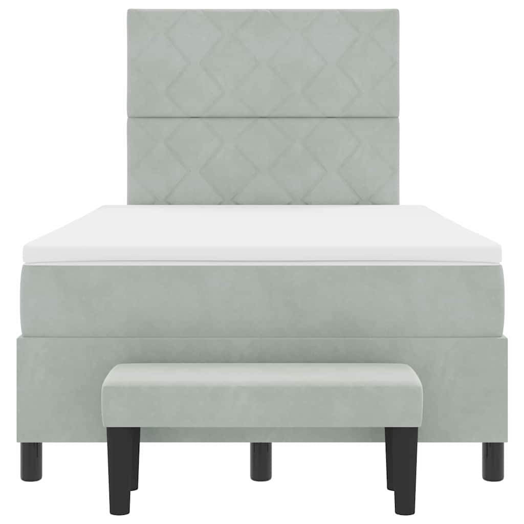 Box spring seng med hovedgærde Lysegrå 190 x 120 cm Fløjl