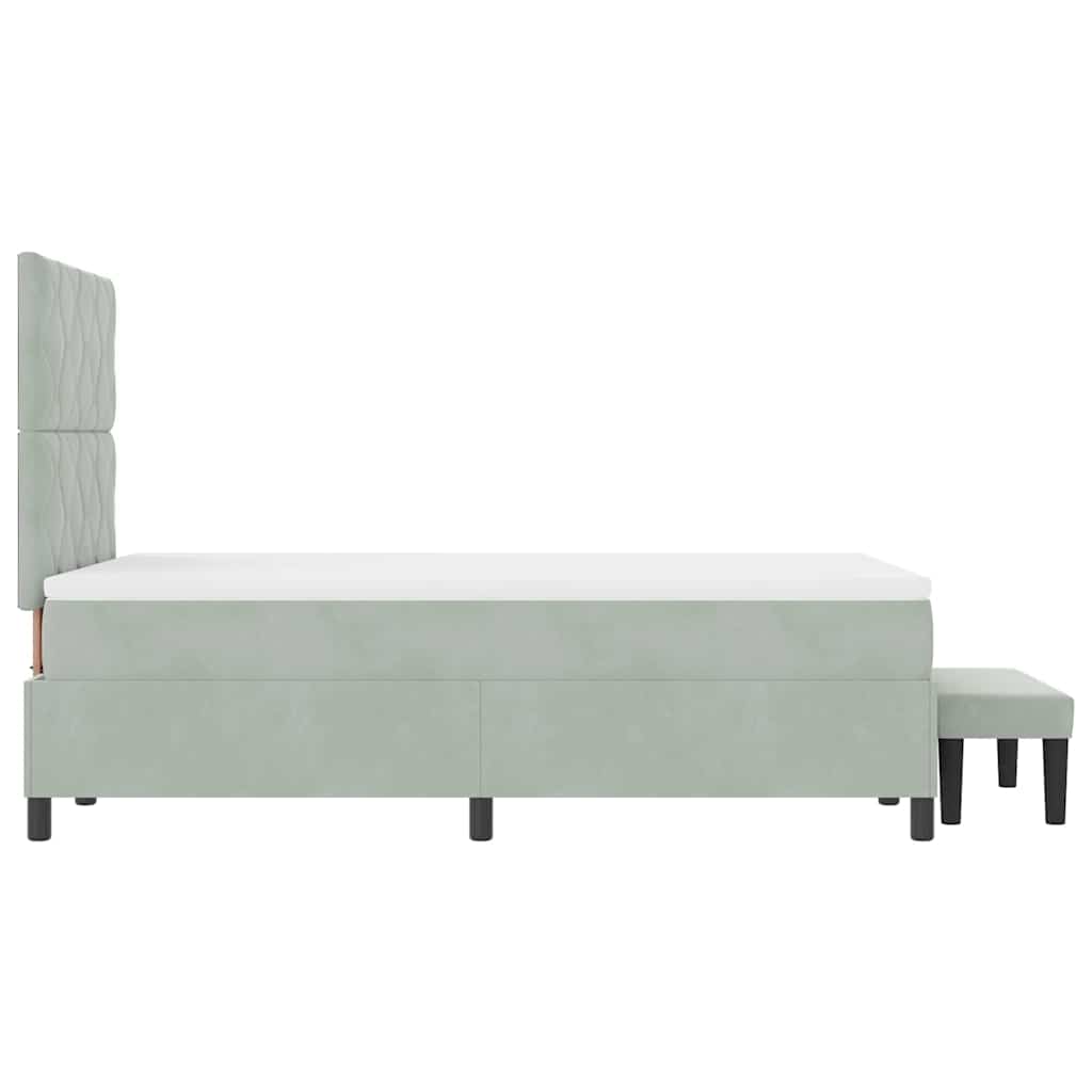 Box spring seng med hovedgærde Lysegrå 190 x 120 cm Fløjl