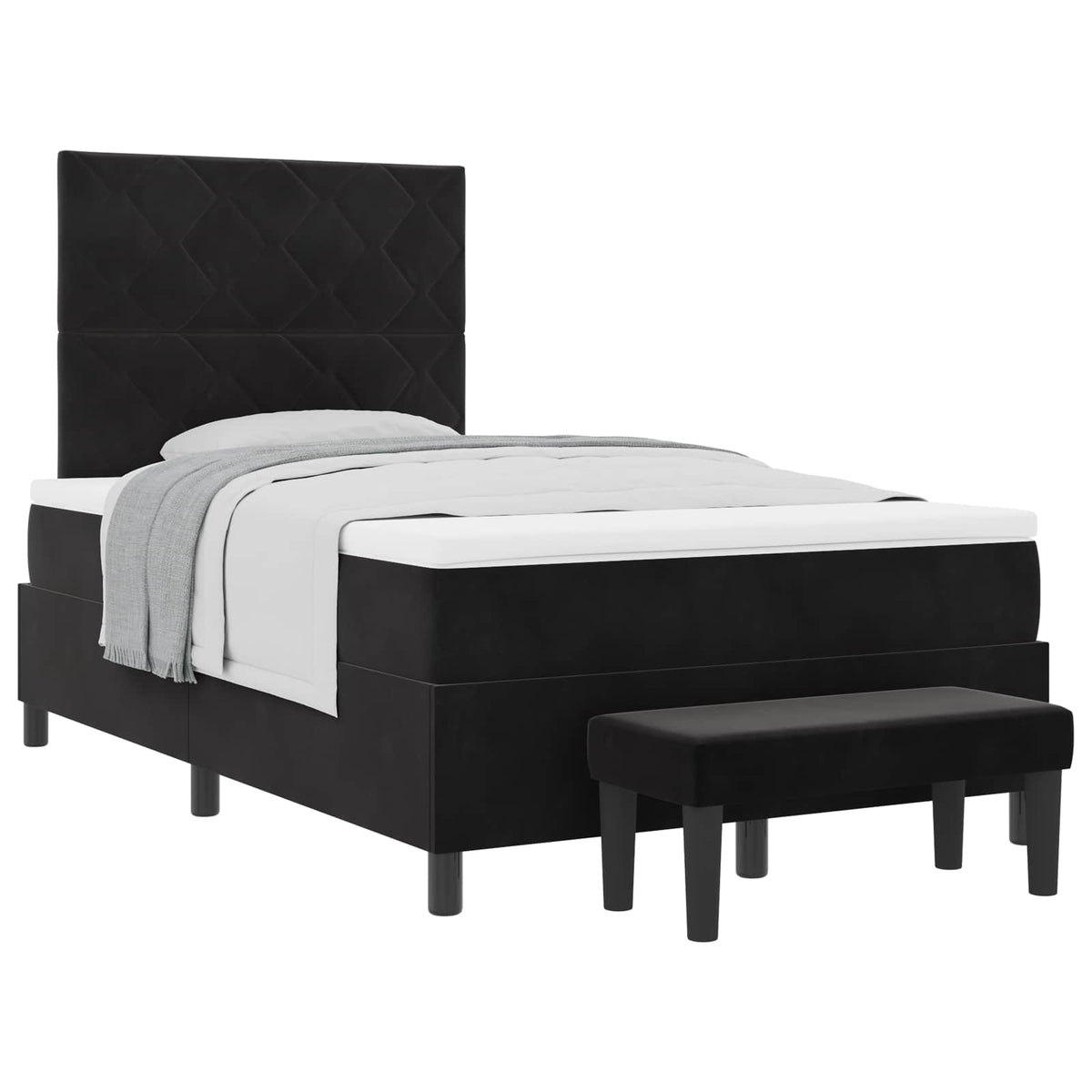 Box spring seng med hovedgærde Sort 190 x 120 cm Fløjl