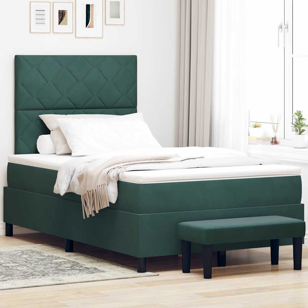 Box spring seng med hovedgærde Mørkegrøn 190 x 120 cm Fløjl