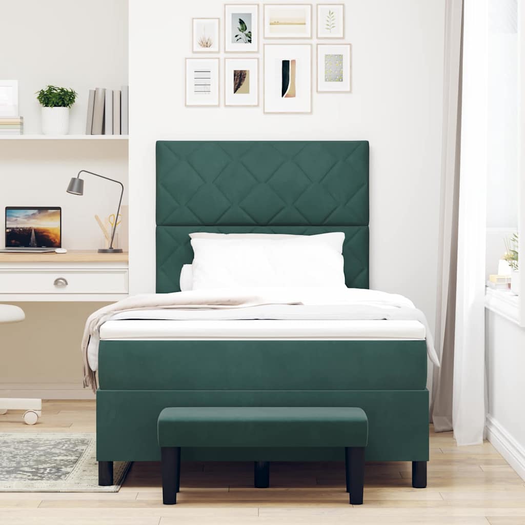 Box spring seng med hovedgærde Mørkegrøn 190 x 120 cm Fløjl