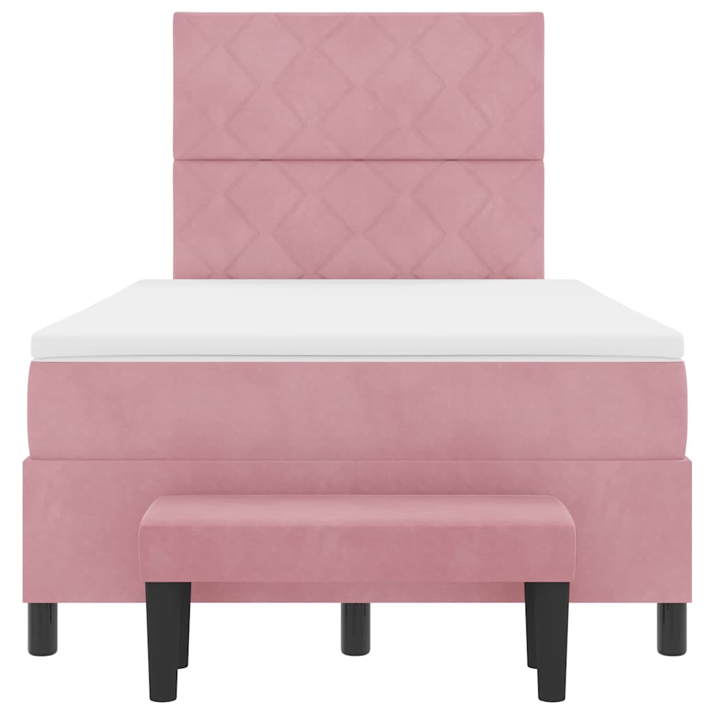 Box spring seng med hovedgærde Lyserød 190 x 120 cm Fløjl