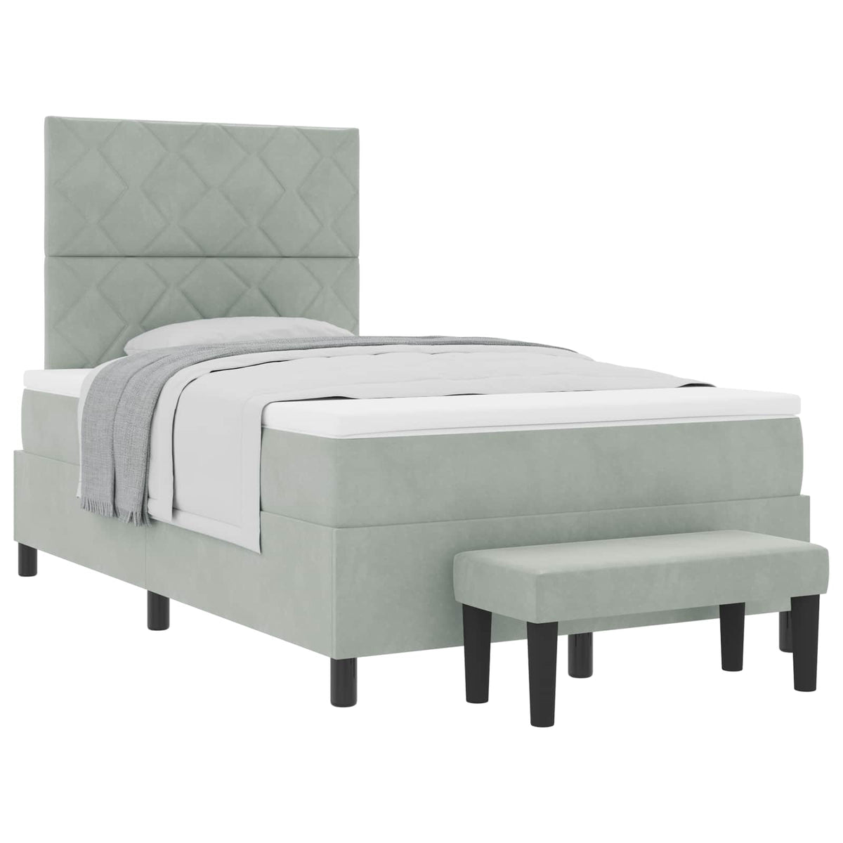 Box spring seng med pude Lysegrå 200 x 120 cm Fløjl