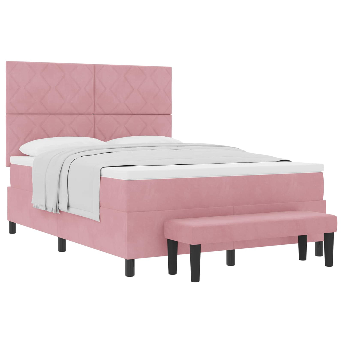 Box spring seng med hovedgærde Lyserød 190 x 140 cm Fløjl