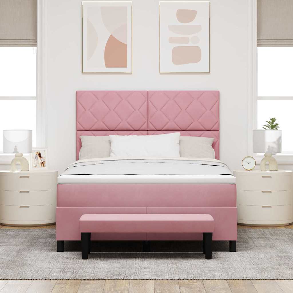Box spring seng med pude Lyserød 200 x 140 cm Fløjl
