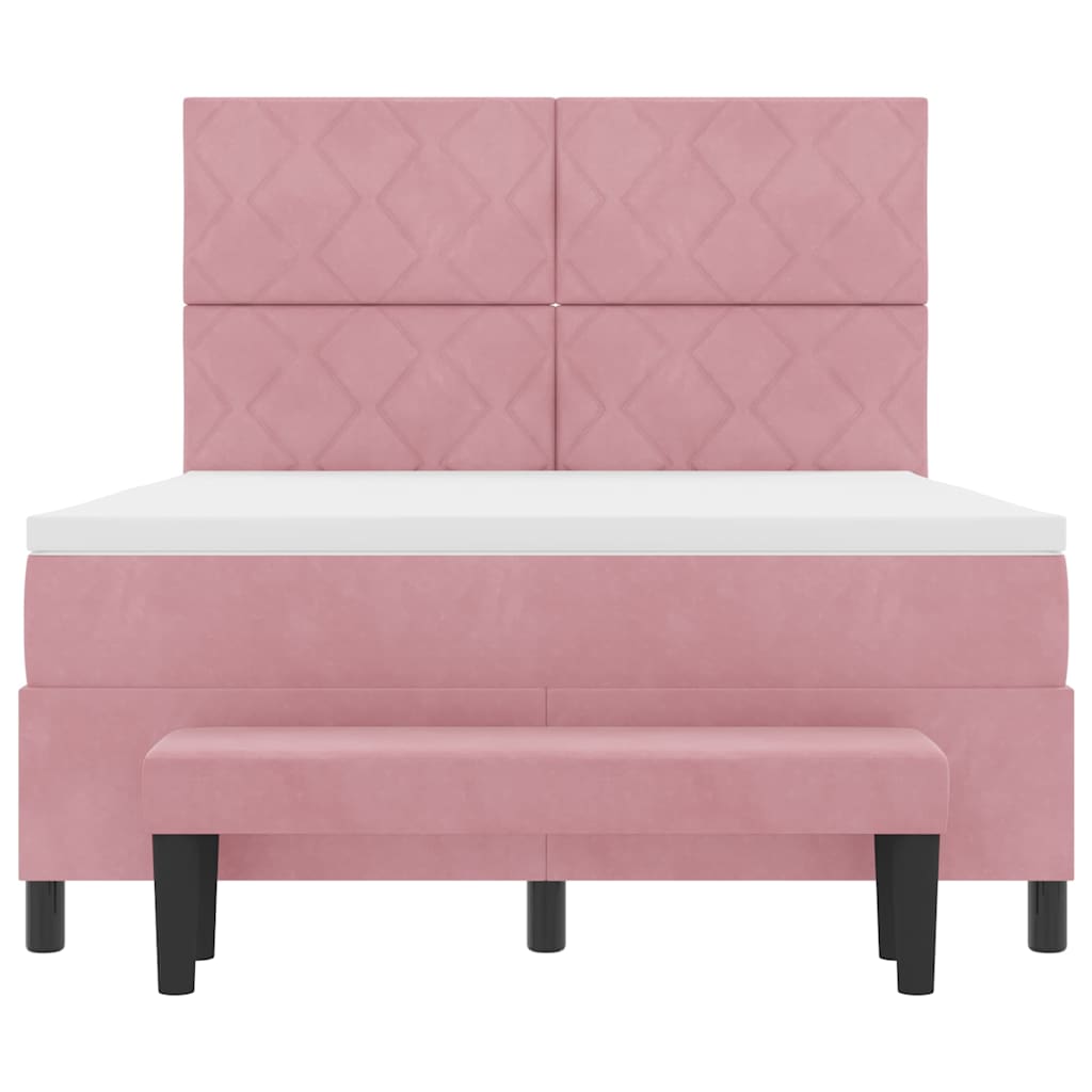 Box spring seng med pude Lyserød 200 x 140 cm Fløjl