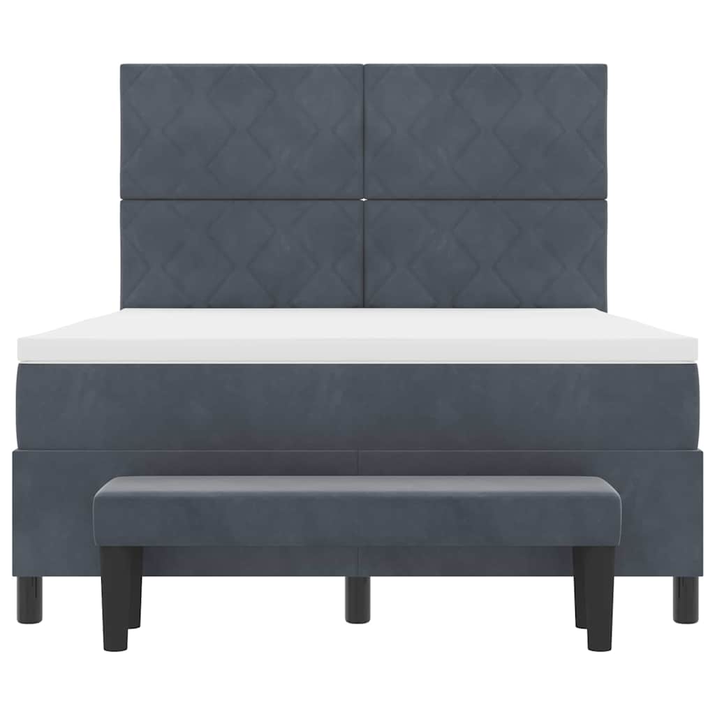 Box spring seng med hovedgærde Mørkegrå 200 x 160 cm Fløjl