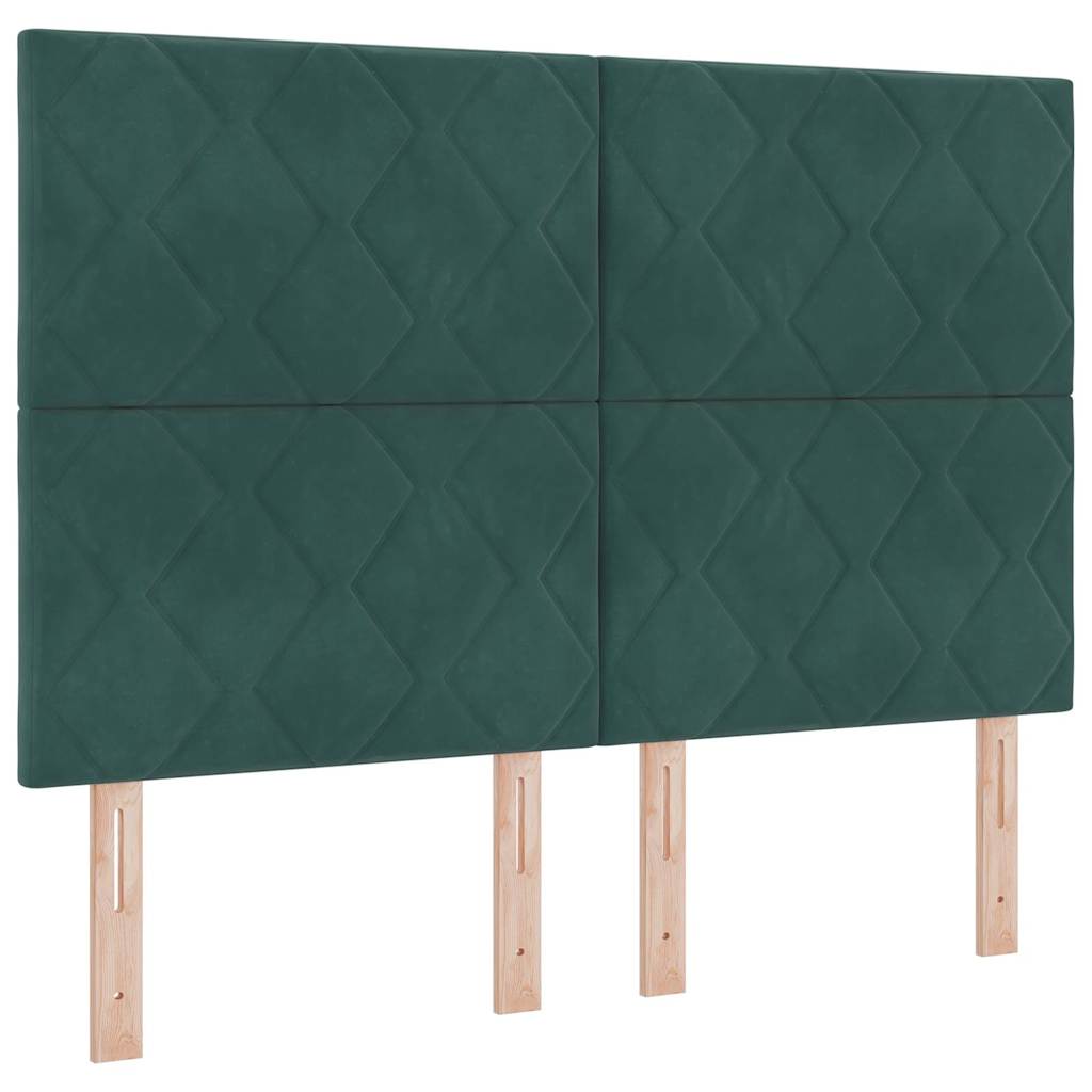 Box spring seng med hovedgærde Mørkegrøn 200 x 160 cm Fløjl