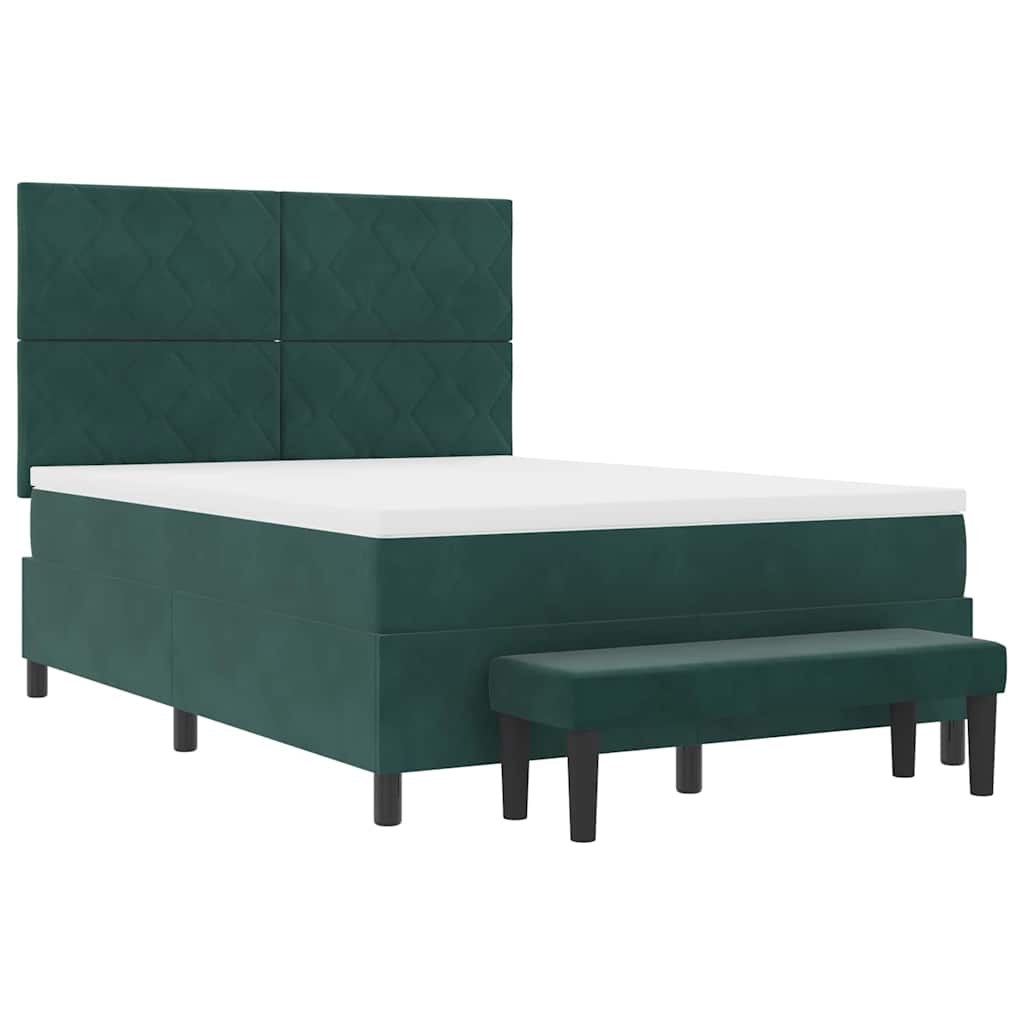 Box spring seng med hovedgærde Mørkegrøn 200 x 160 cm Fløjl