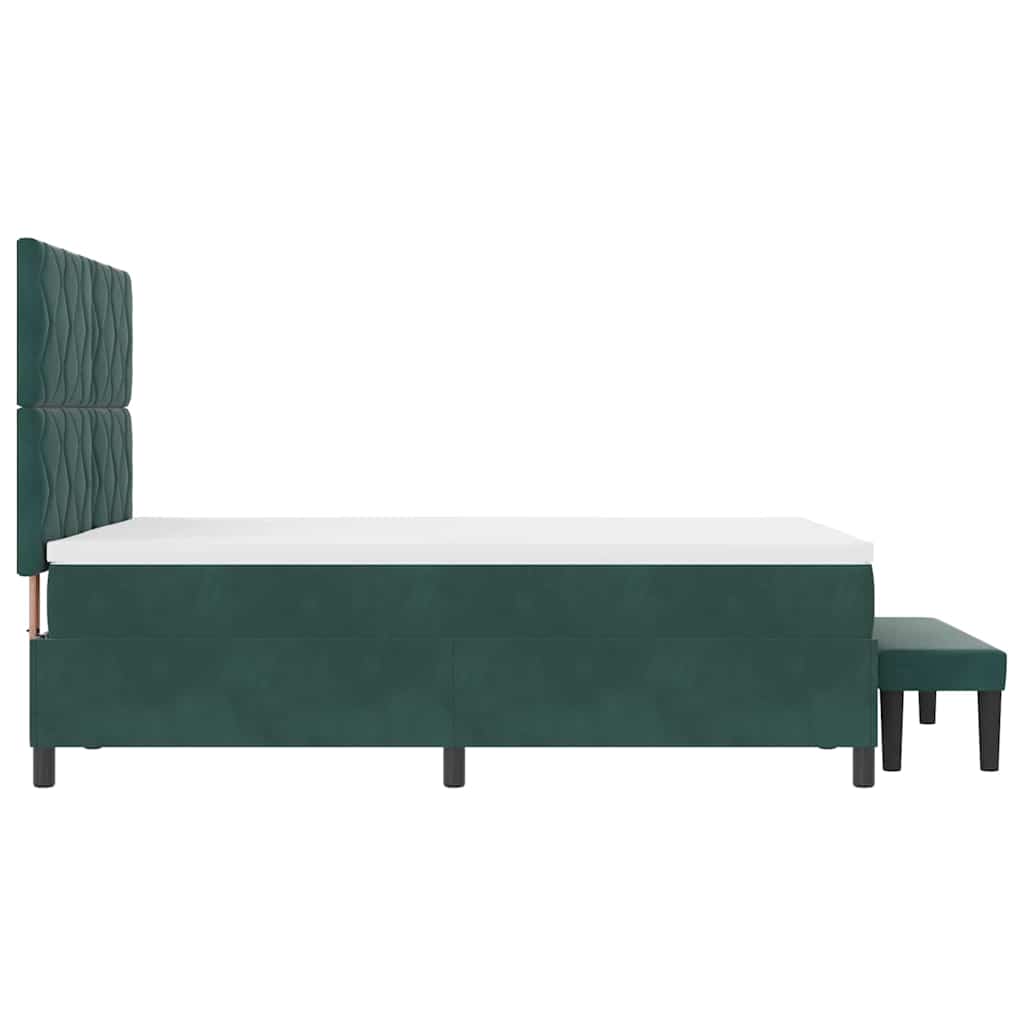 Box spring seng med hovedgærde Mørkegrøn 200 x 160 cm Fløjl