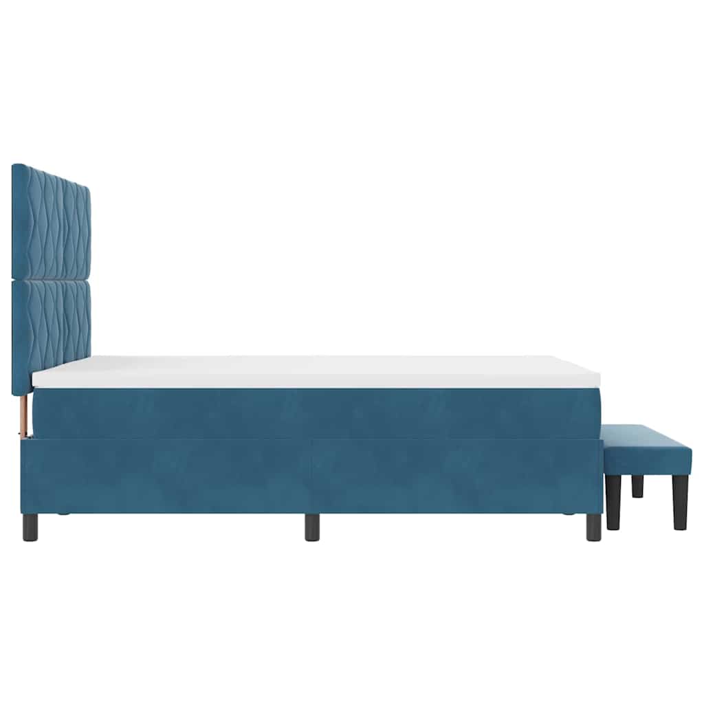 Box spring seng med hovedgærde Mørkeblå 200 x 160 cm Fløjl