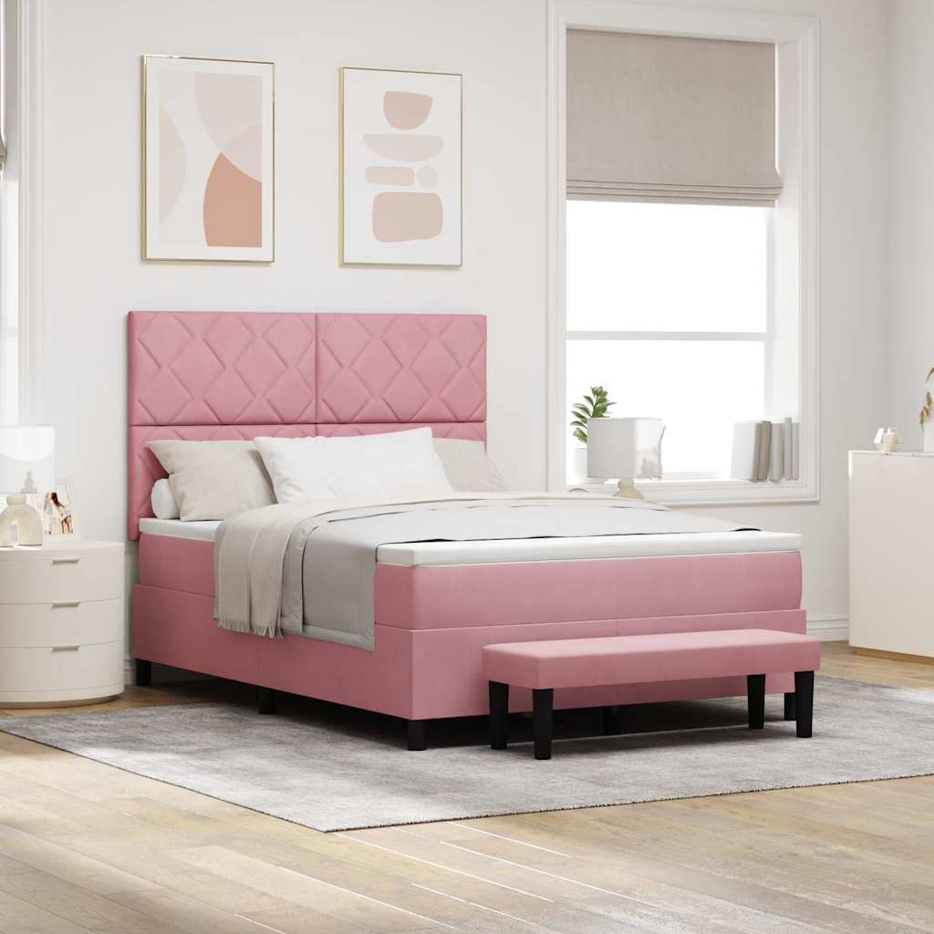 Box spring seng med hovedgærde Lyserød 200 x 160 cm Fløjl