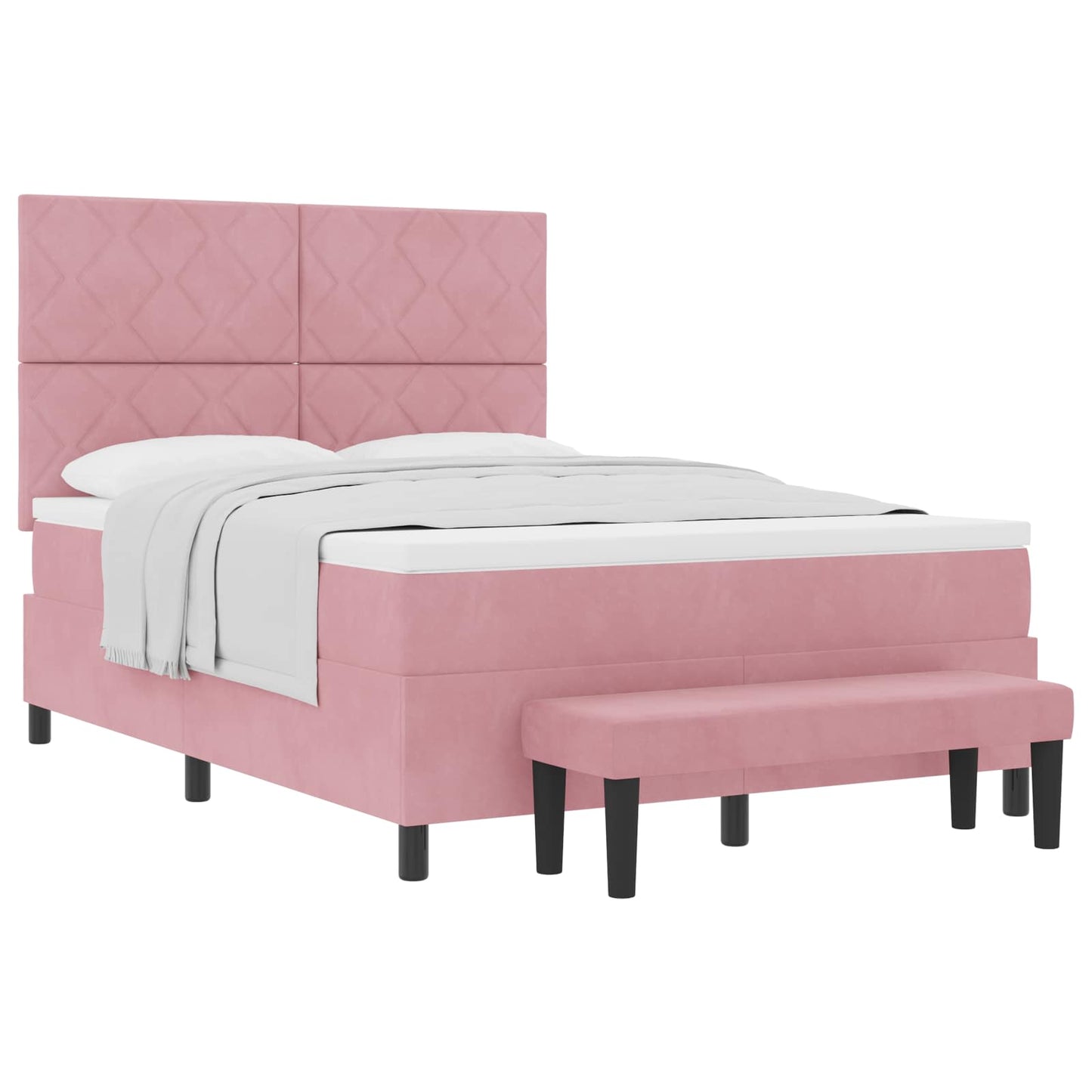 Box spring seng med hovedgærde Lyserød 200 x 160 cm Fløjl