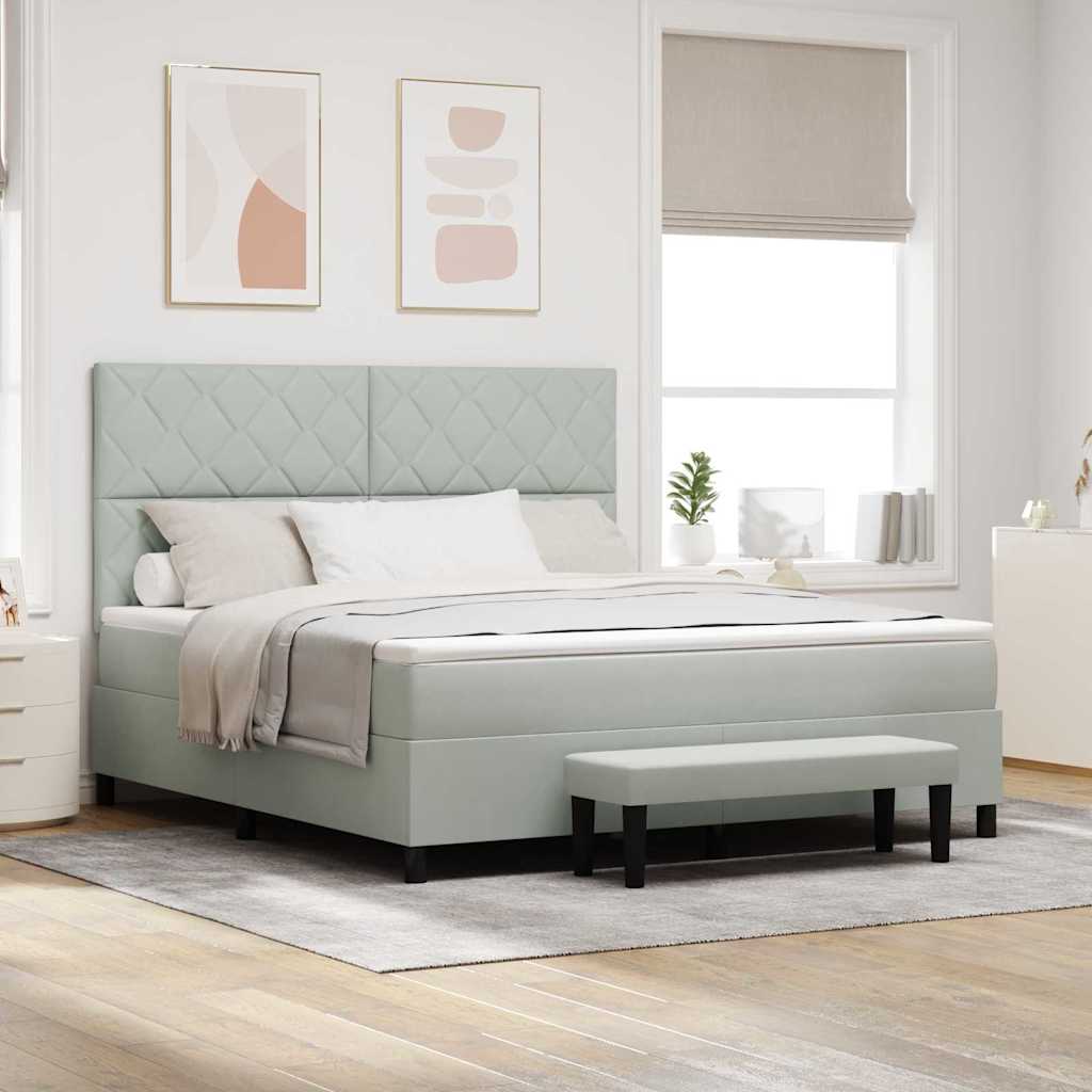 Box spring seng med hovedgærde Lysegrå 200 x 180 cm Fløjl