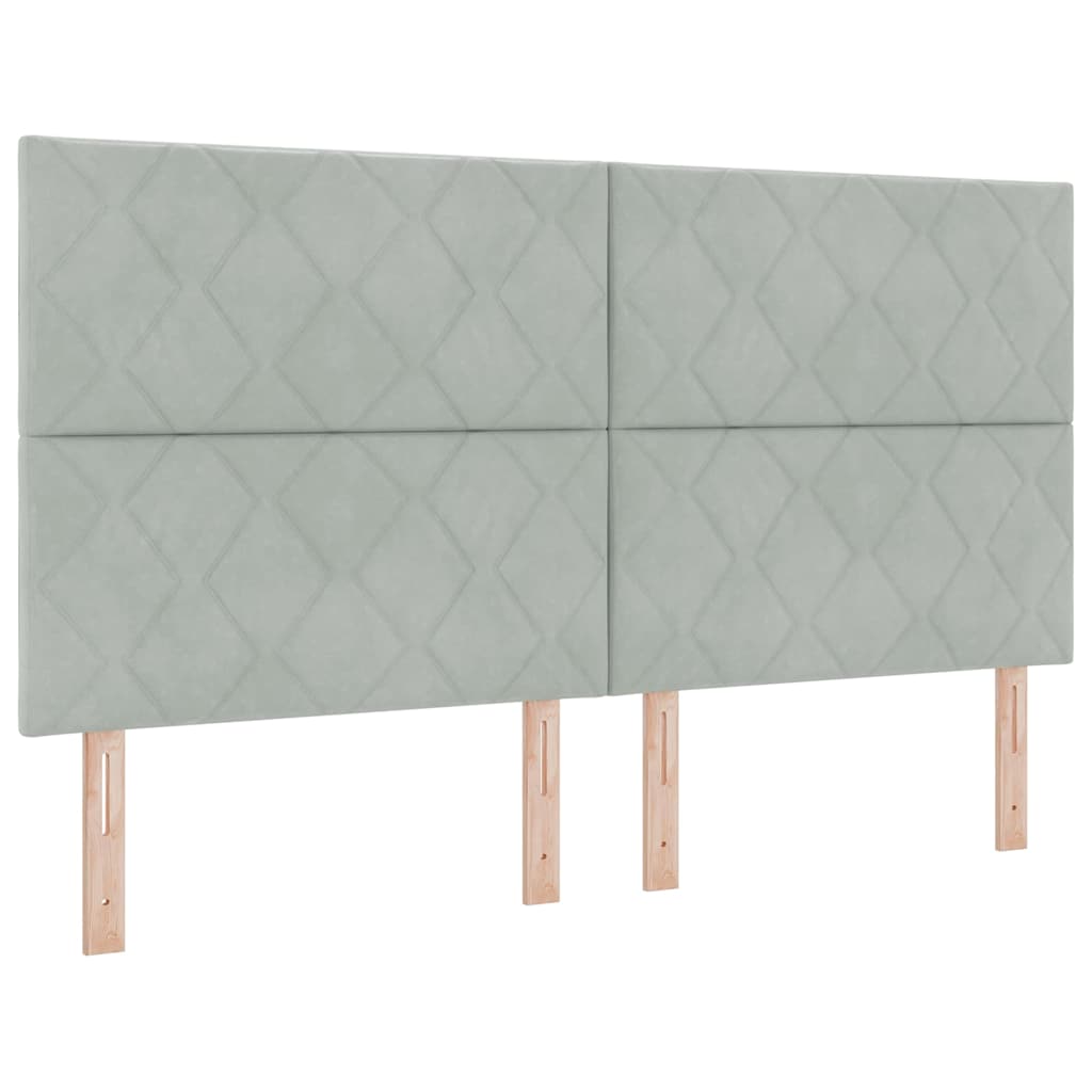Box spring seng med hovedgærde Lysegrå 200 x 180 cm Fløjl
