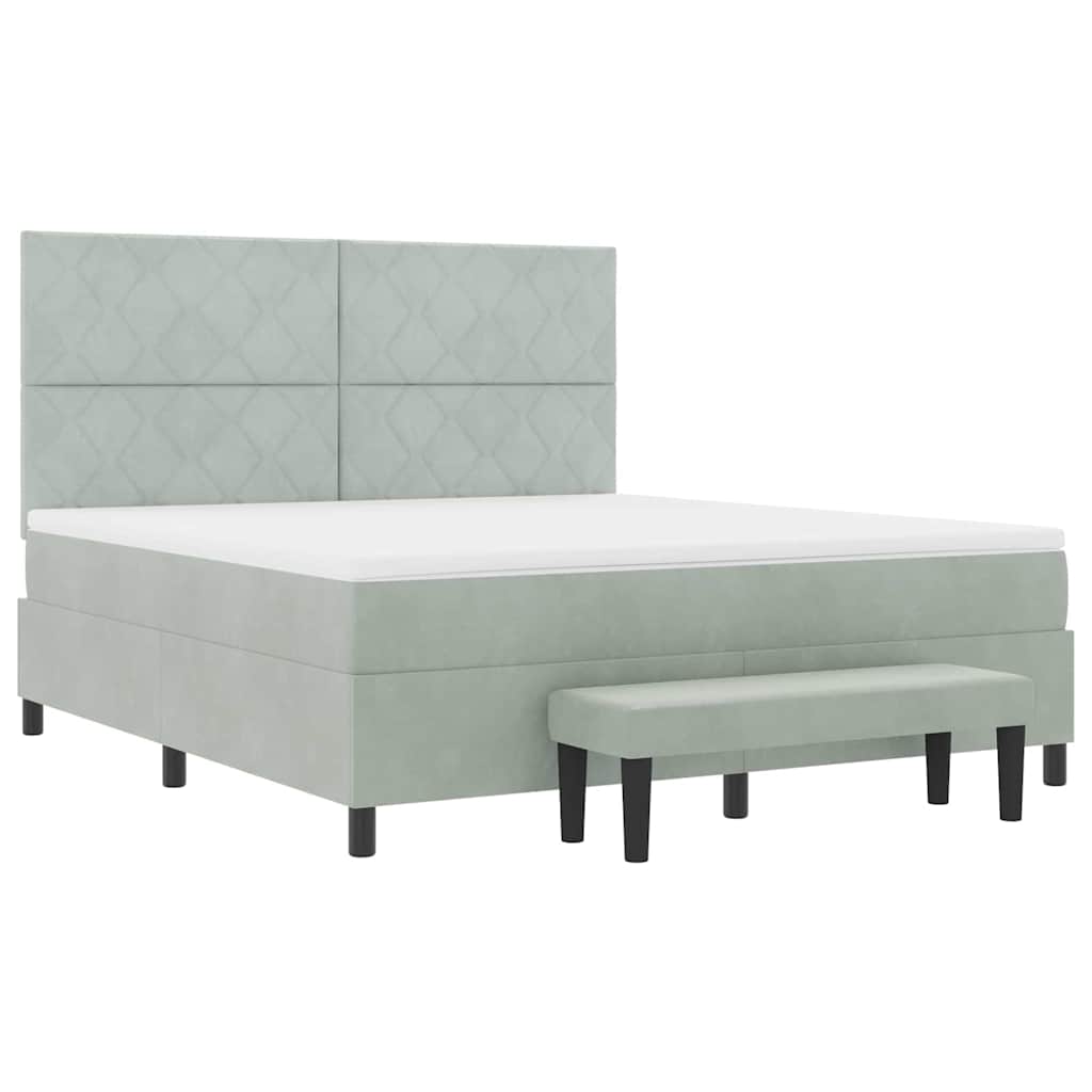 Box spring seng med hovedgærde Lysegrå 200 x 180 cm Fløjl