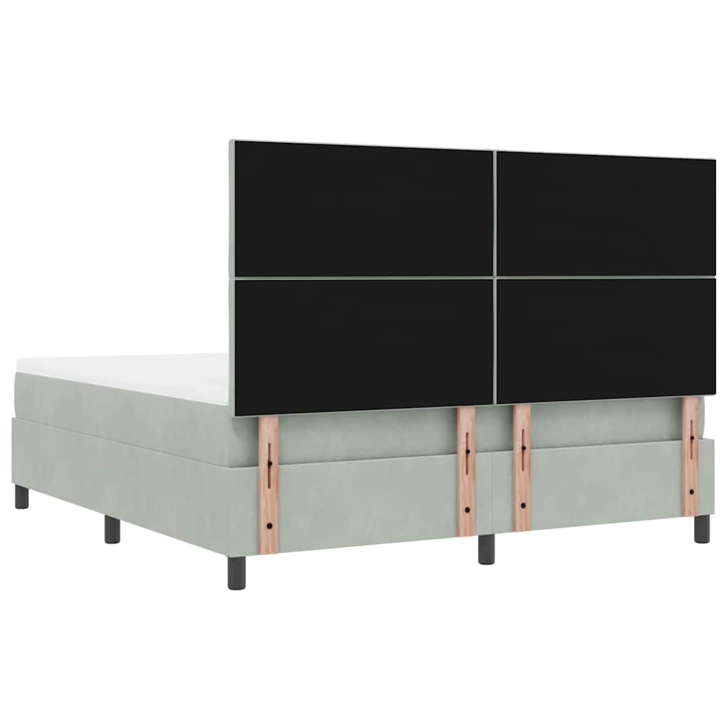Box spring seng med hovedgærde Lysegrå 200 x 180 cm Fløjl