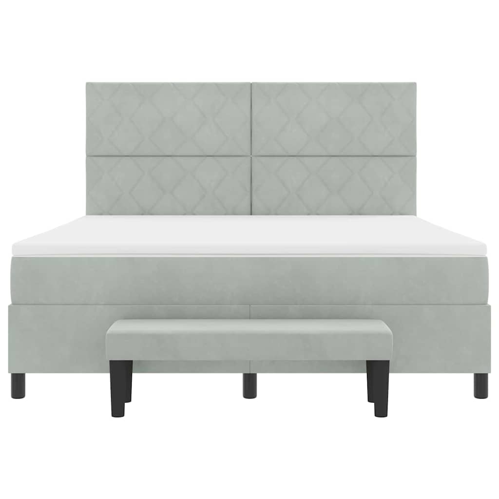 Box spring seng med hovedgærde Lysegrå 200 x 180 cm Fløjl