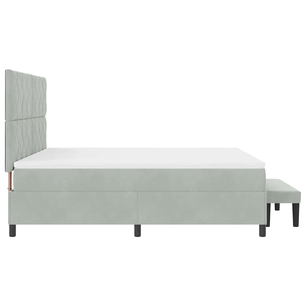Box spring seng med hovedgærde Lysegrå 200 x 180 cm Fløjl