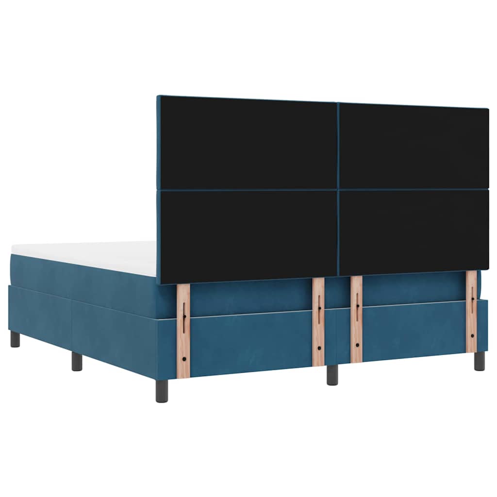 Box spring seng med hovedgærde Mørkeblå 200 x 180 cm Fløjl