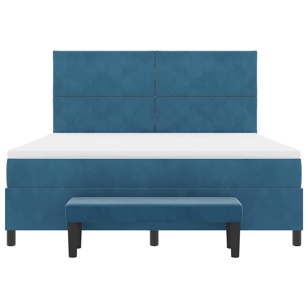 Box spring seng med hovedgærde Mørkeblå 200 x 180 cm Fløjl