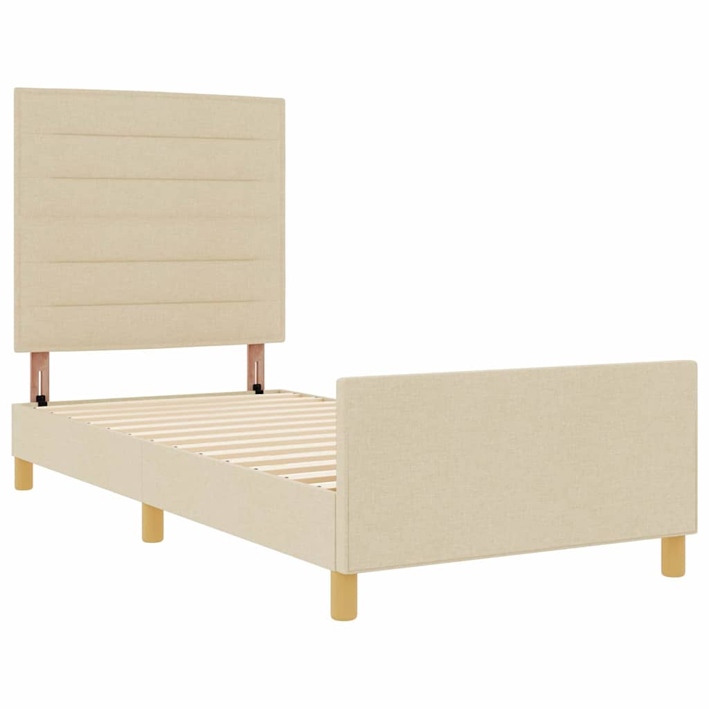 Sengestel med hovedgærde Creme 80 x 200 cm Stof