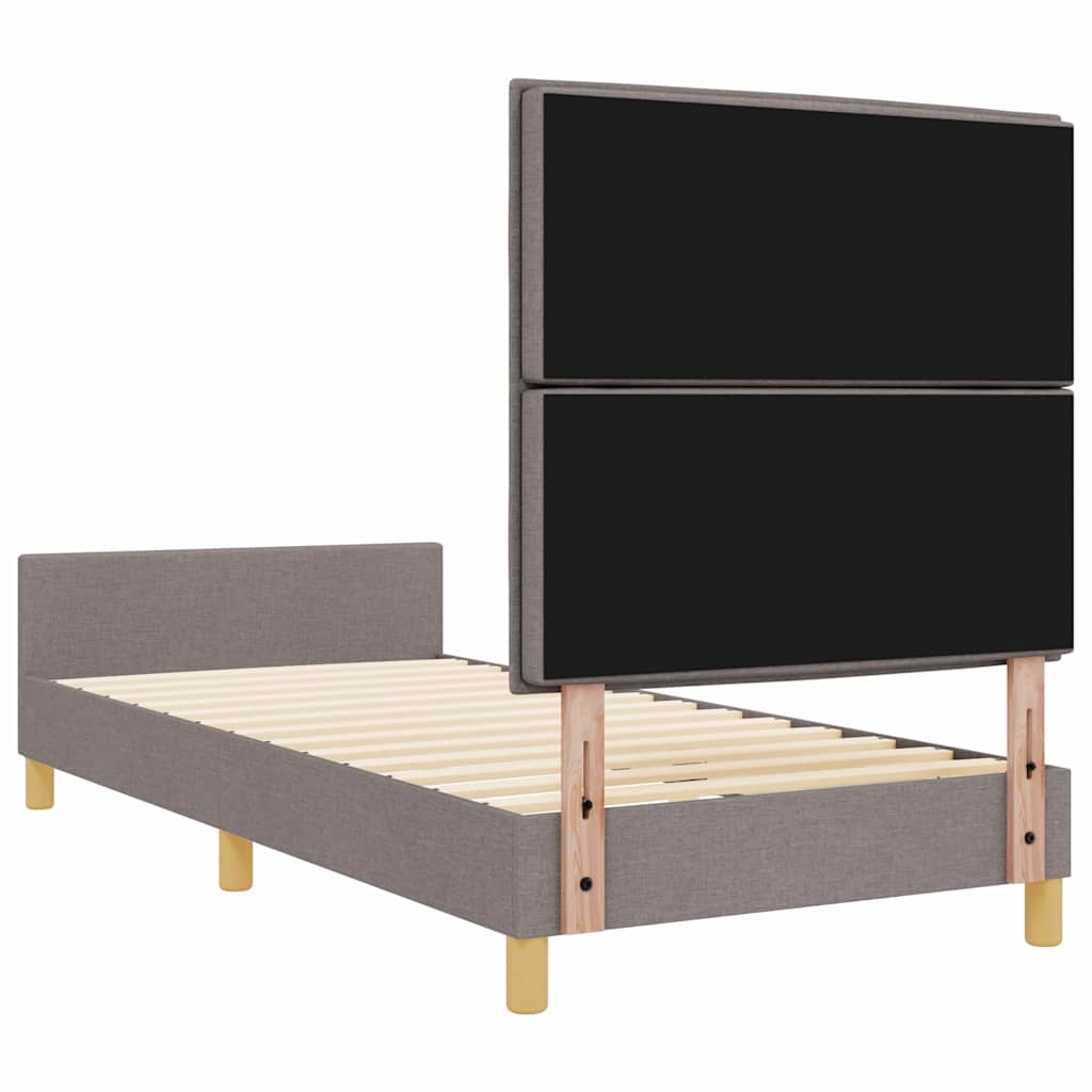 Sengestel med hovedgærde Gråbrun 90 x 190 cm Stof